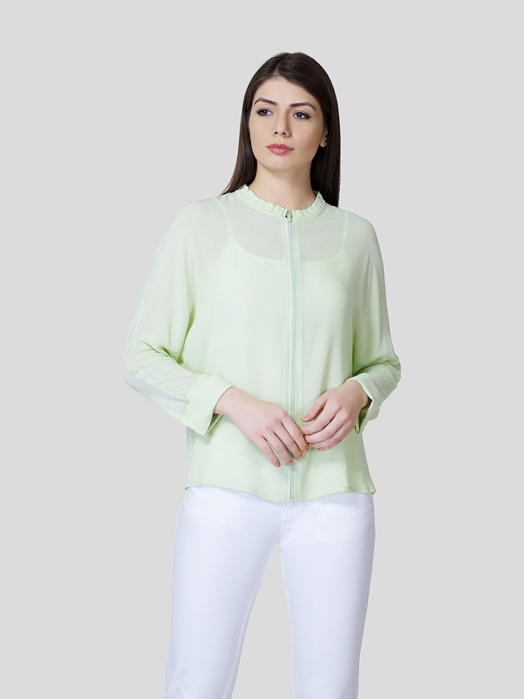 Zip Through Blouson - (Green) - STOMBIL TRADE 