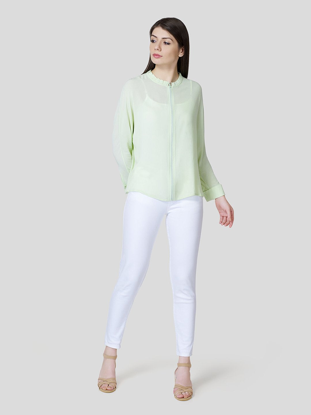 Zip Through Blouson - (Green) - STOMBIL TRADE 