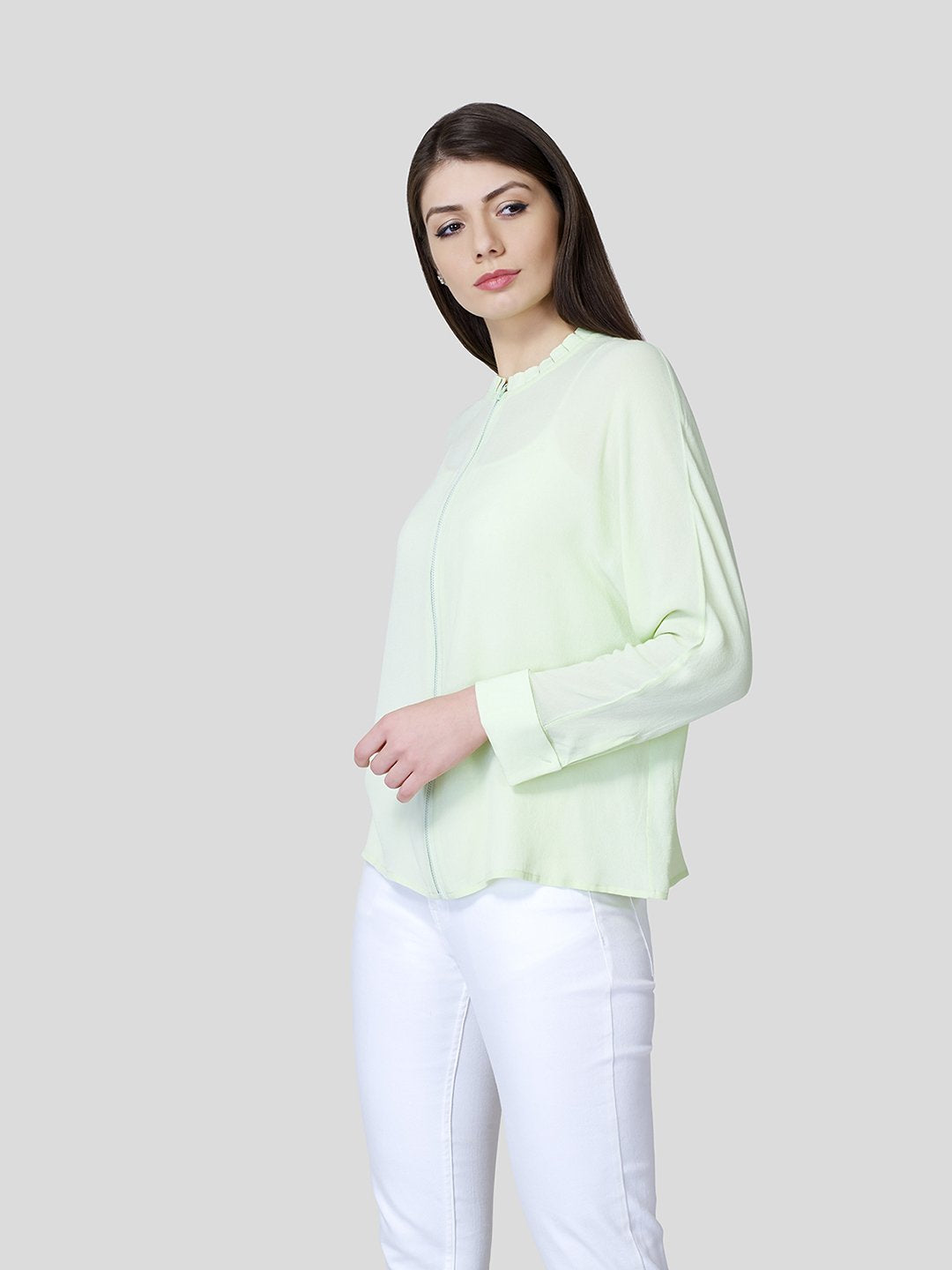 Zip Through Blouson - (Green) - STOMBIL TRADE 
