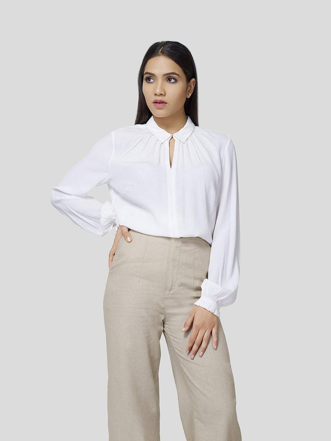 Gather Detail Shirt With Mutton-O-Leg Sleeve Detail - STOMBIL TRADE 