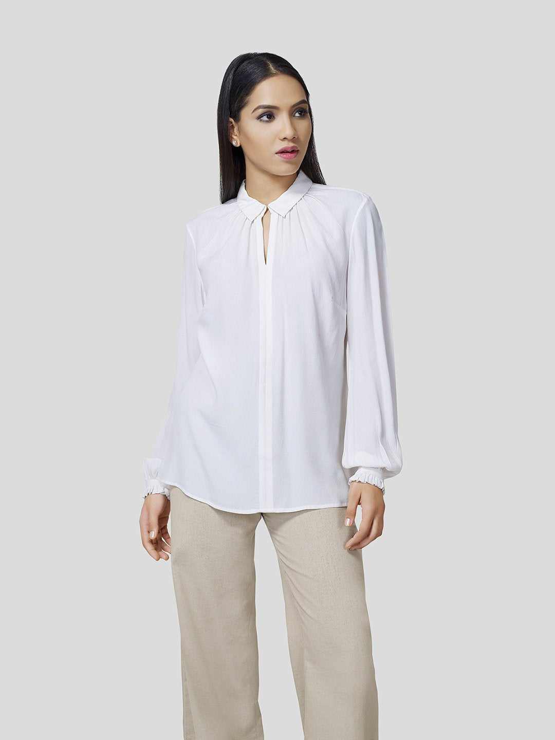 Gather Detail Shirt With Mutton-O-Leg Sleeve Detail - STOMBIL TRADE 