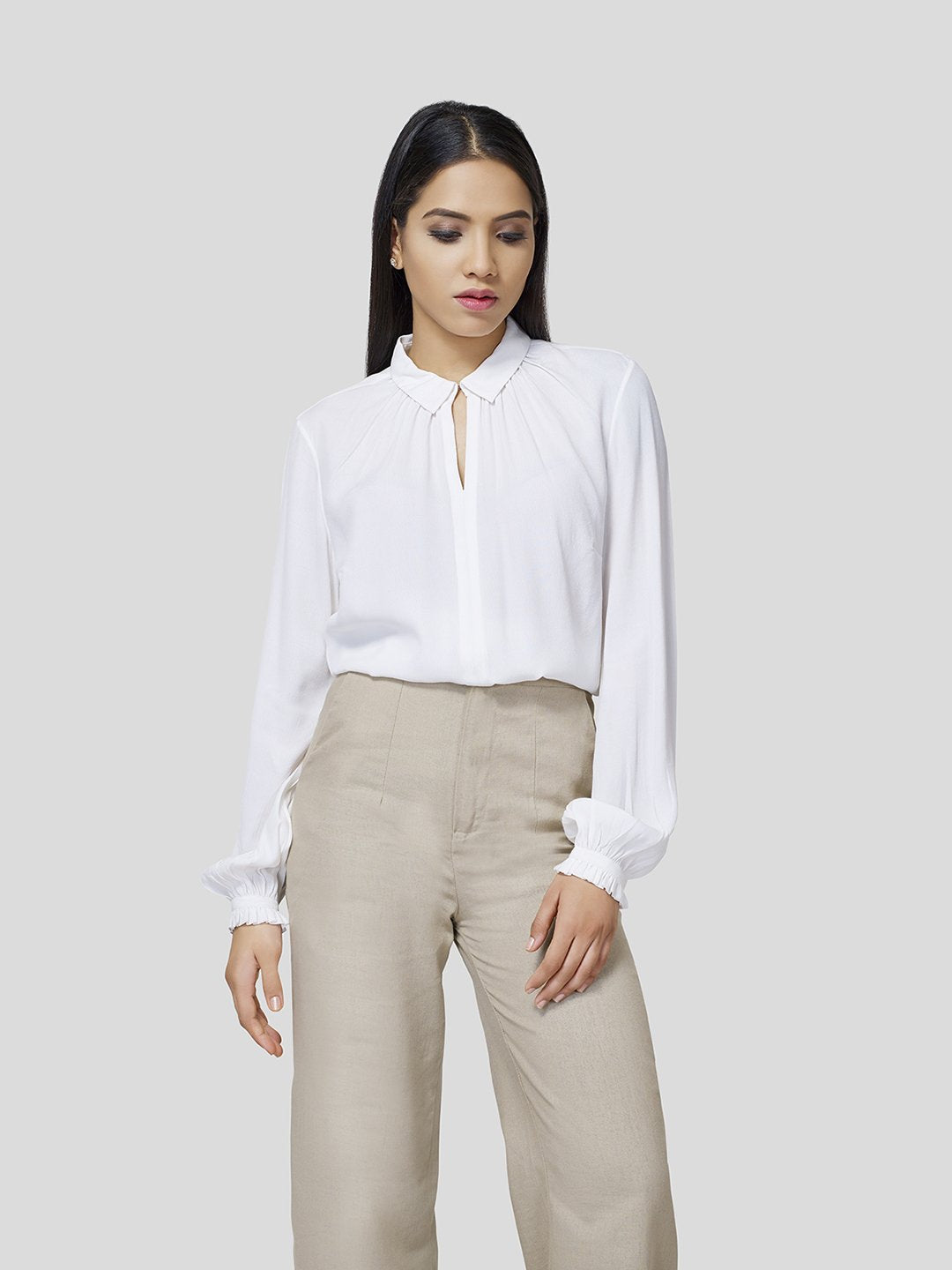 Gather Detail Shirt With Mutton-O-Leg Sleeve Detail - STOMBIL TRADE 