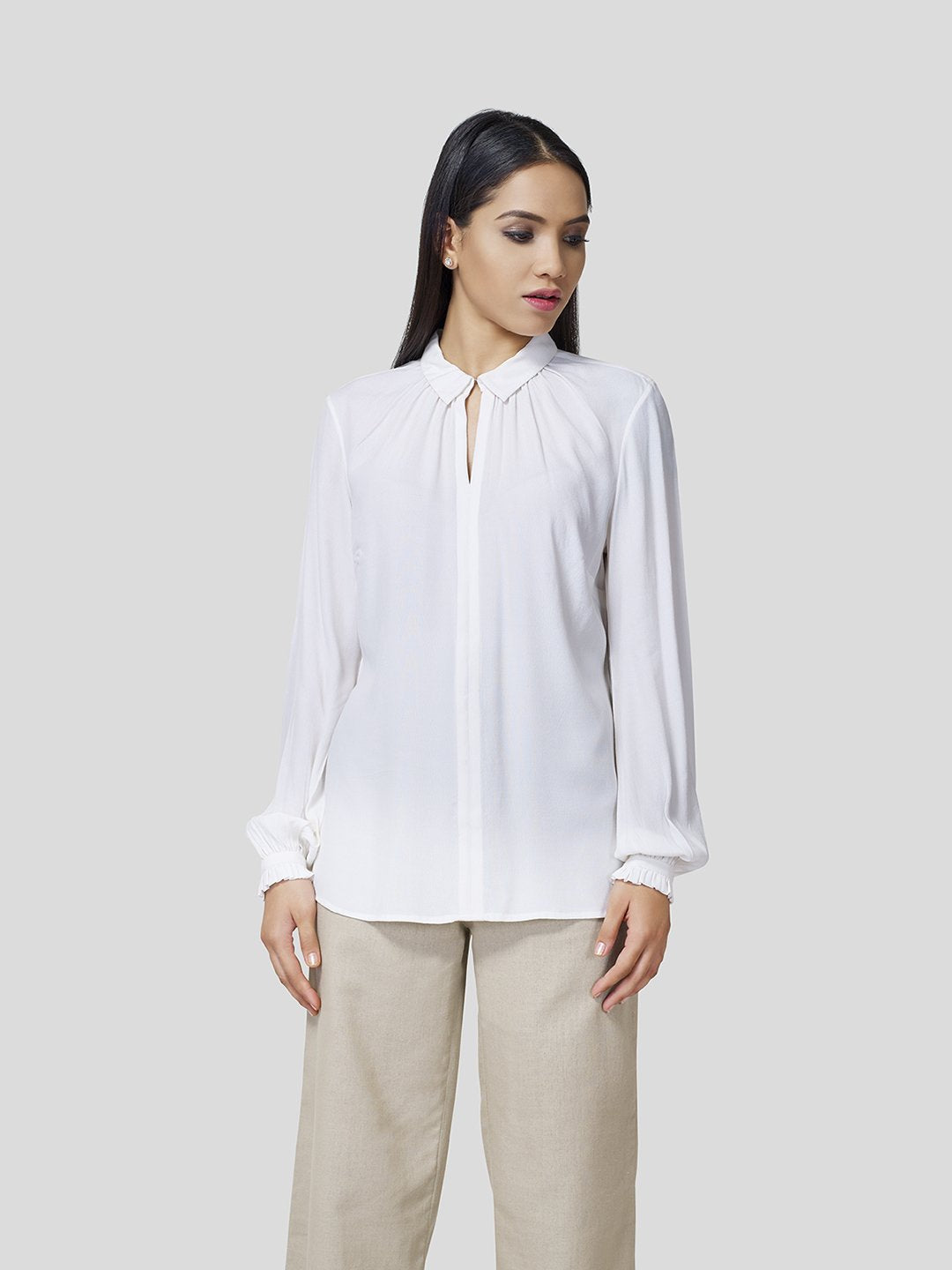 Gather Detail Shirt With Mutton-O-Leg Sleeve Detail - STOMBIL TRADE 