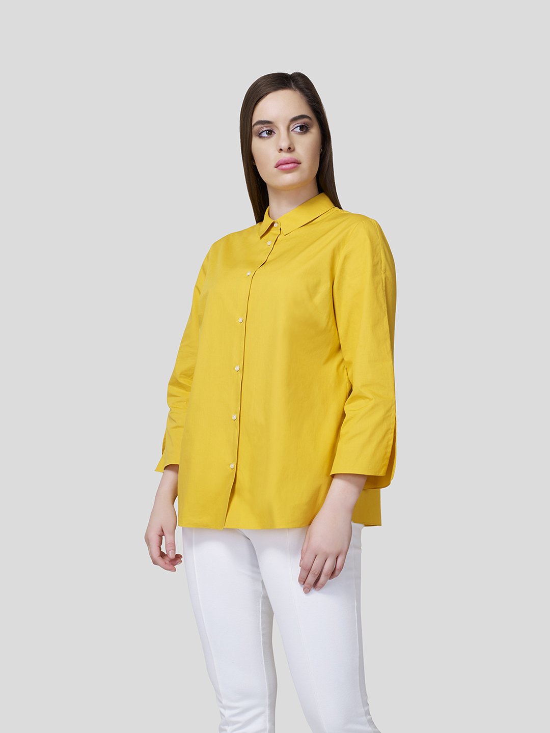 Flared Sleeve Shirt With Contrast Button Detailing - STOMBIL TRADE 
