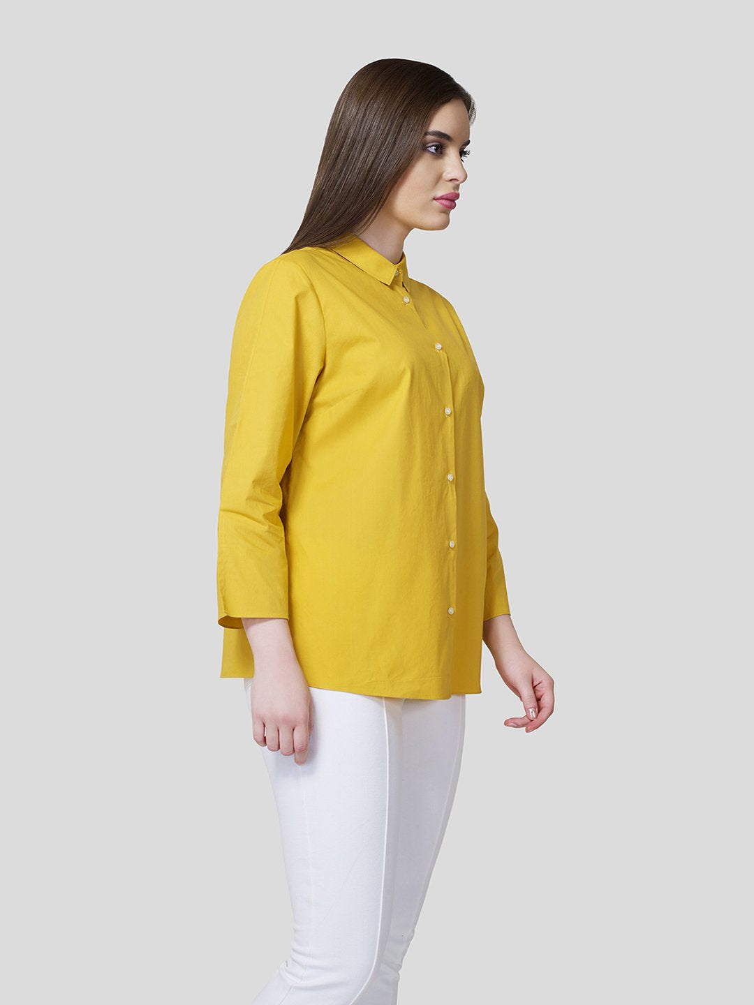 Flared Sleeve Shirt With Contrast Button Detailing - STOMBIL TRADE 