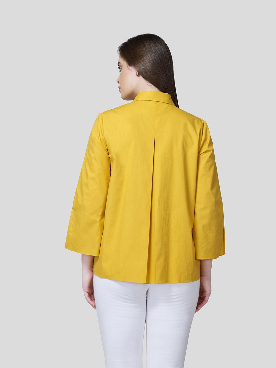 Flared Sleeve Shirt With Contrast Button Detailing - STOMBIL TRADE 