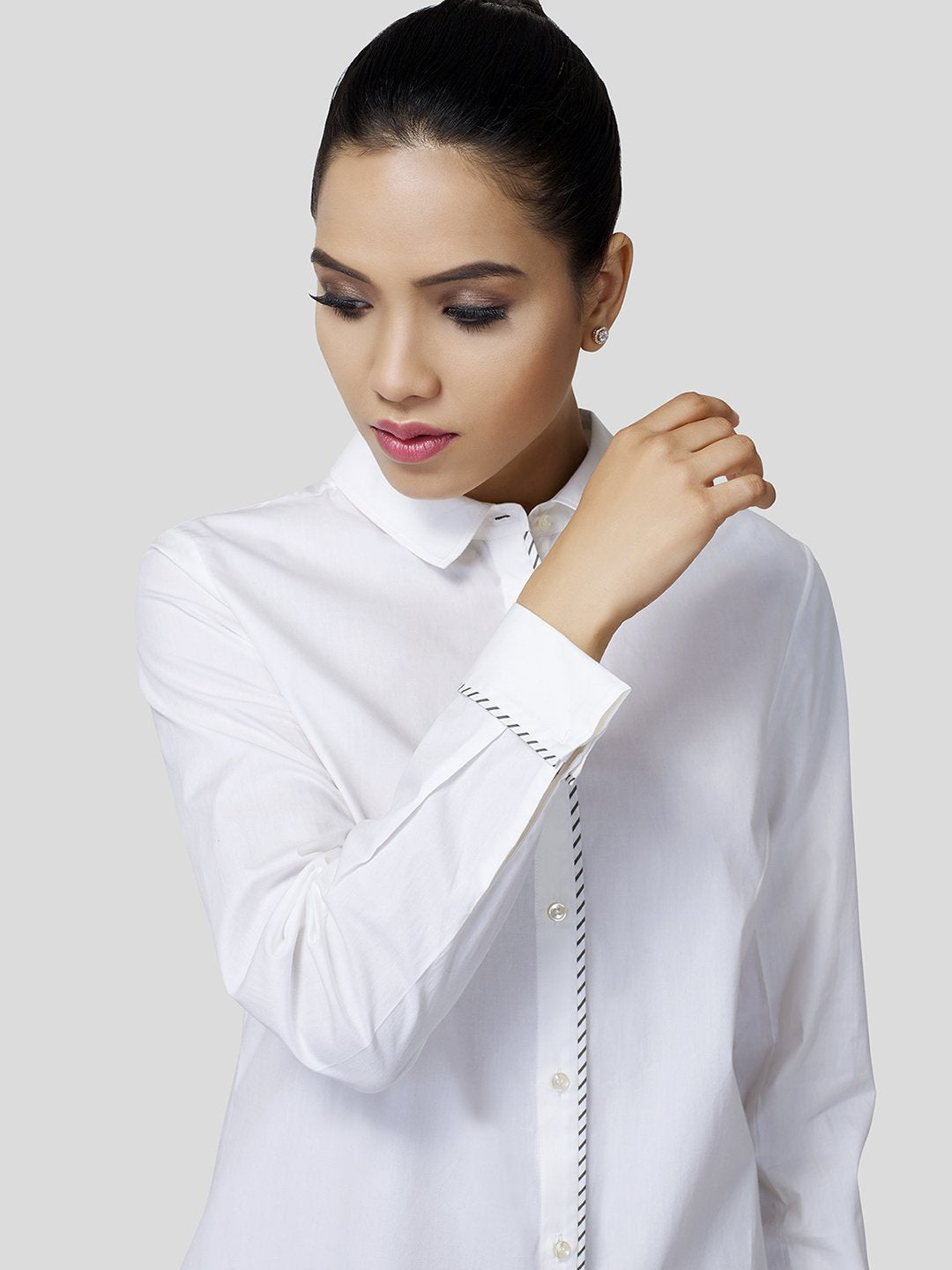Stripe Piping Detail Shirt - STOMBIL TRADE 