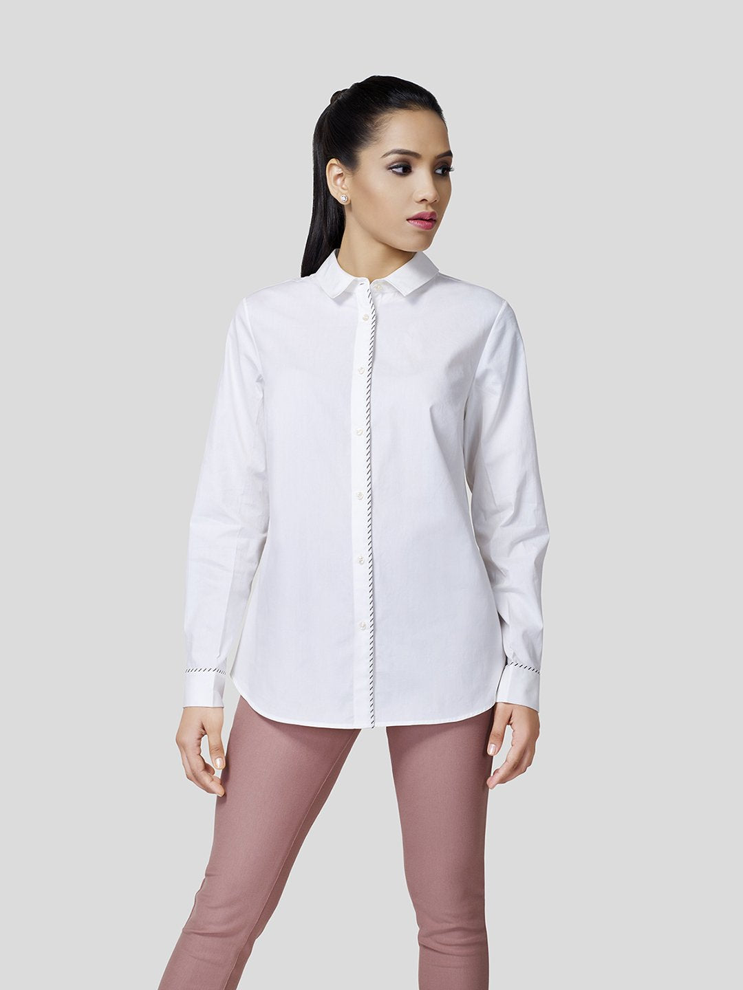 Stripe Piping Detail Shirt - STOMBIL TRADE 