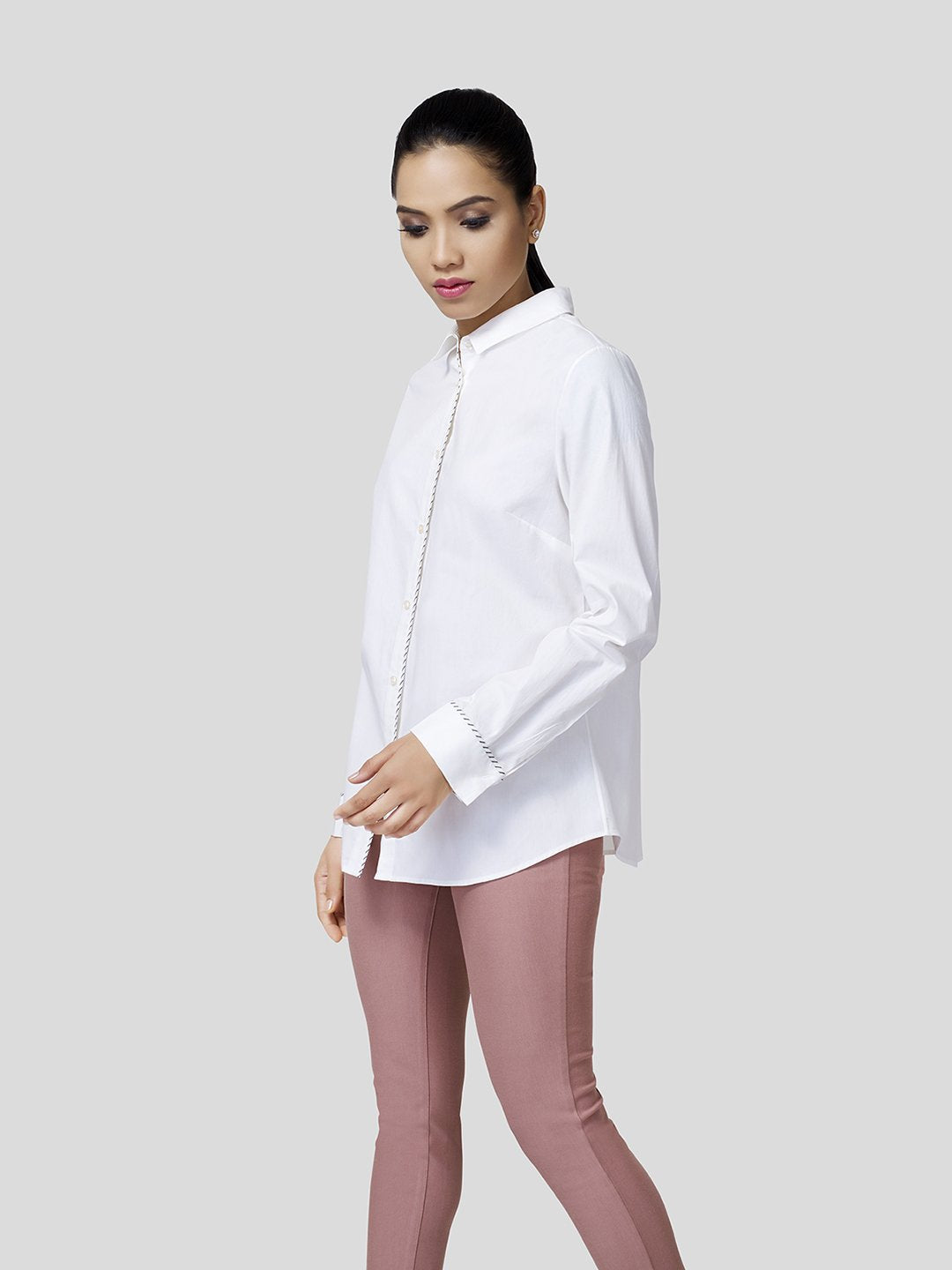 Stripe Piping Detail Shirt - STOMBIL TRADE 