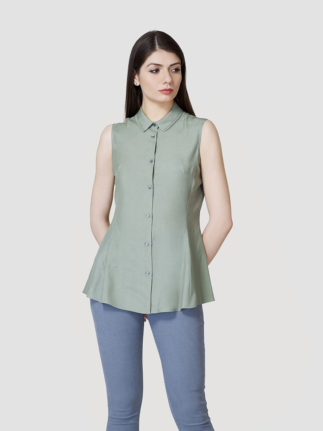 Pleated Frill Collar A Line Shirt - STOMBIL TRADE 