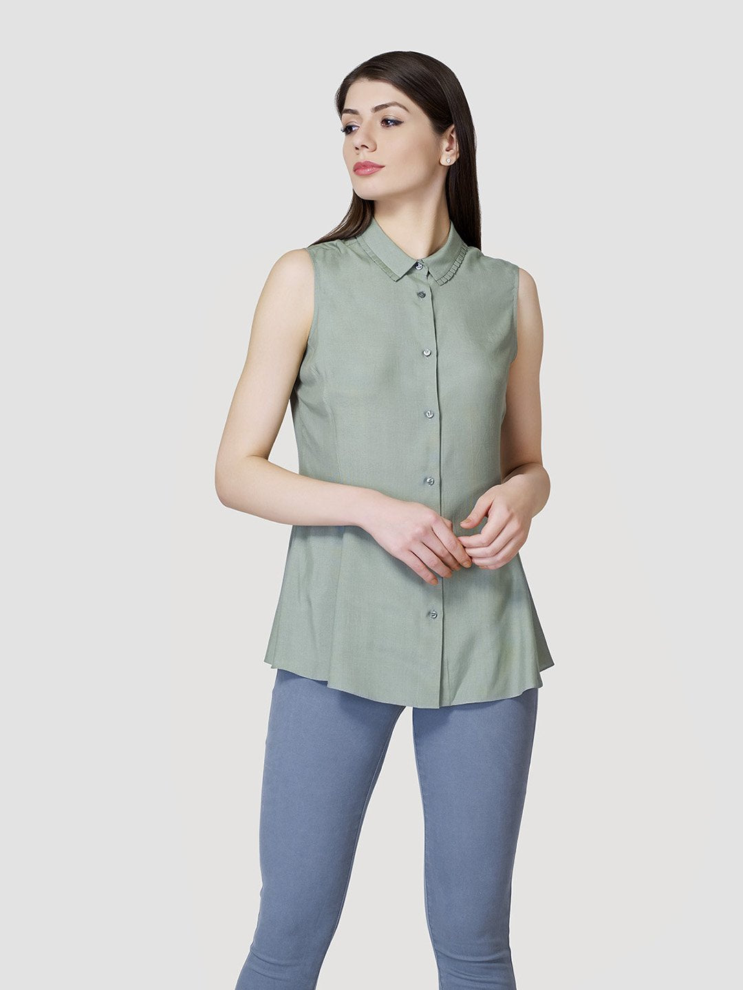 Pleated Frill Collar A Line Shirt - STOMBIL TRADE 