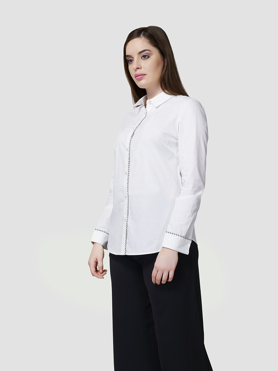 Stripe Piping Detail Shirt - STOMBIL TRADE 