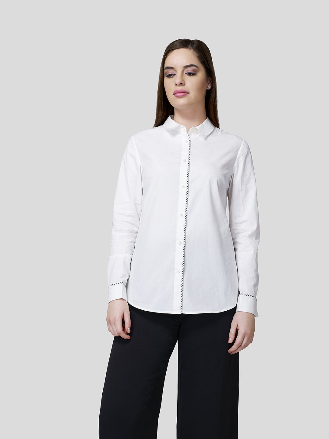 Stripe Piping Detail Shirt - STOMBIL TRADE 