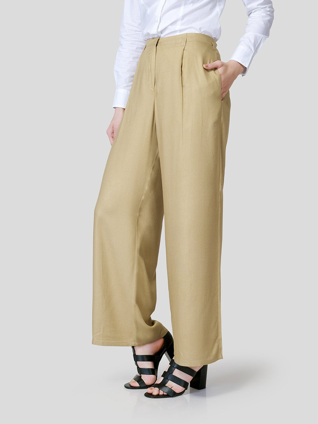 Flared Pants With Tiny Belt Loop Details - STOMBIL TRADE 