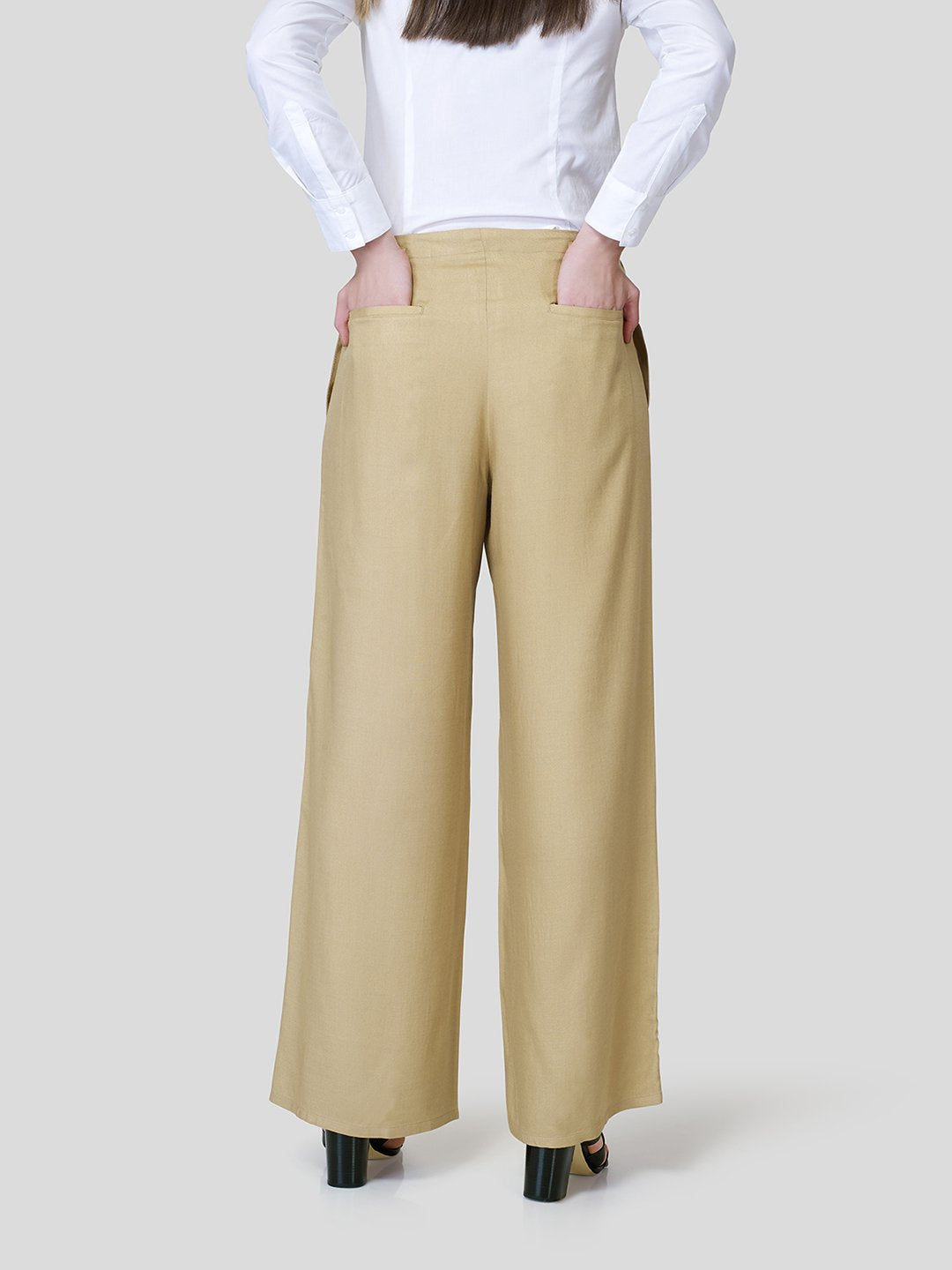 Flared Pants With Tiny Belt Loop Details - STOMBIL TRADE 