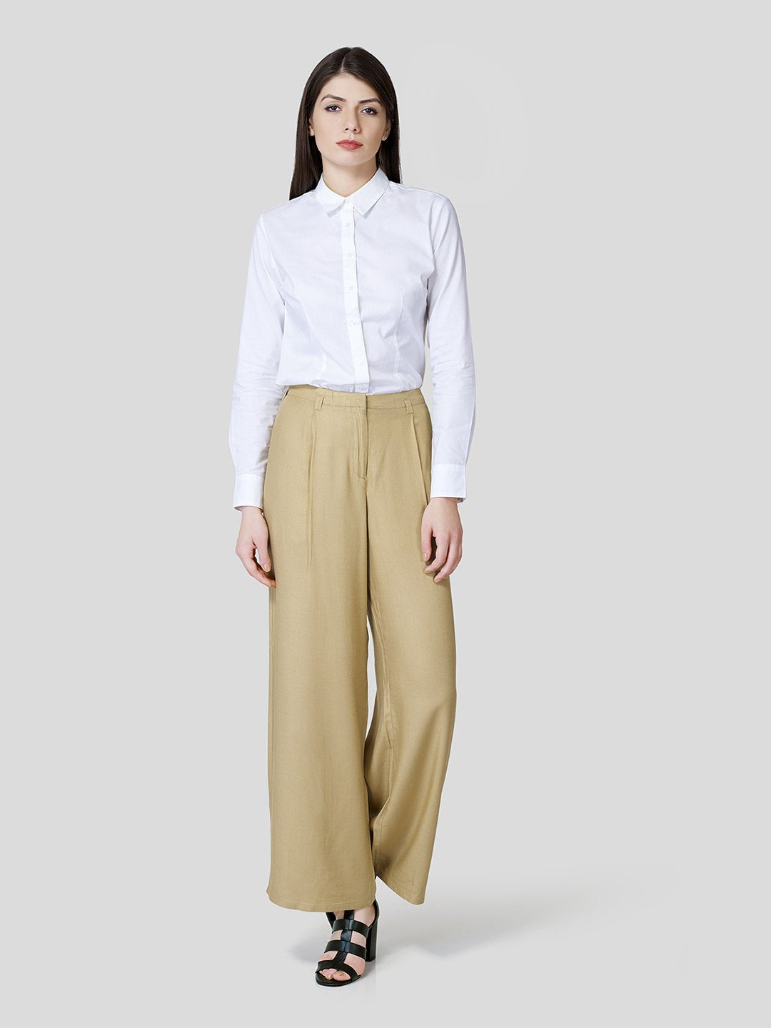 Flared Pants With Tiny Belt Loop Details - STOMBIL TRADE 