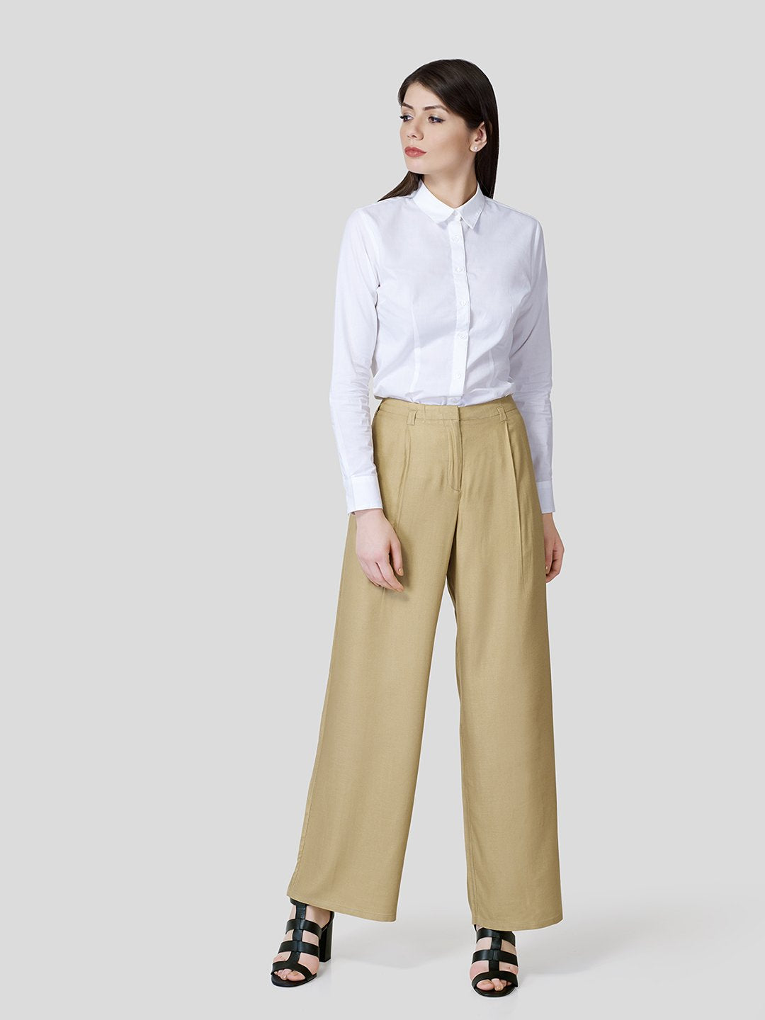 Flared Pants With Tiny Belt Loop Details - STOMBIL TRADE 