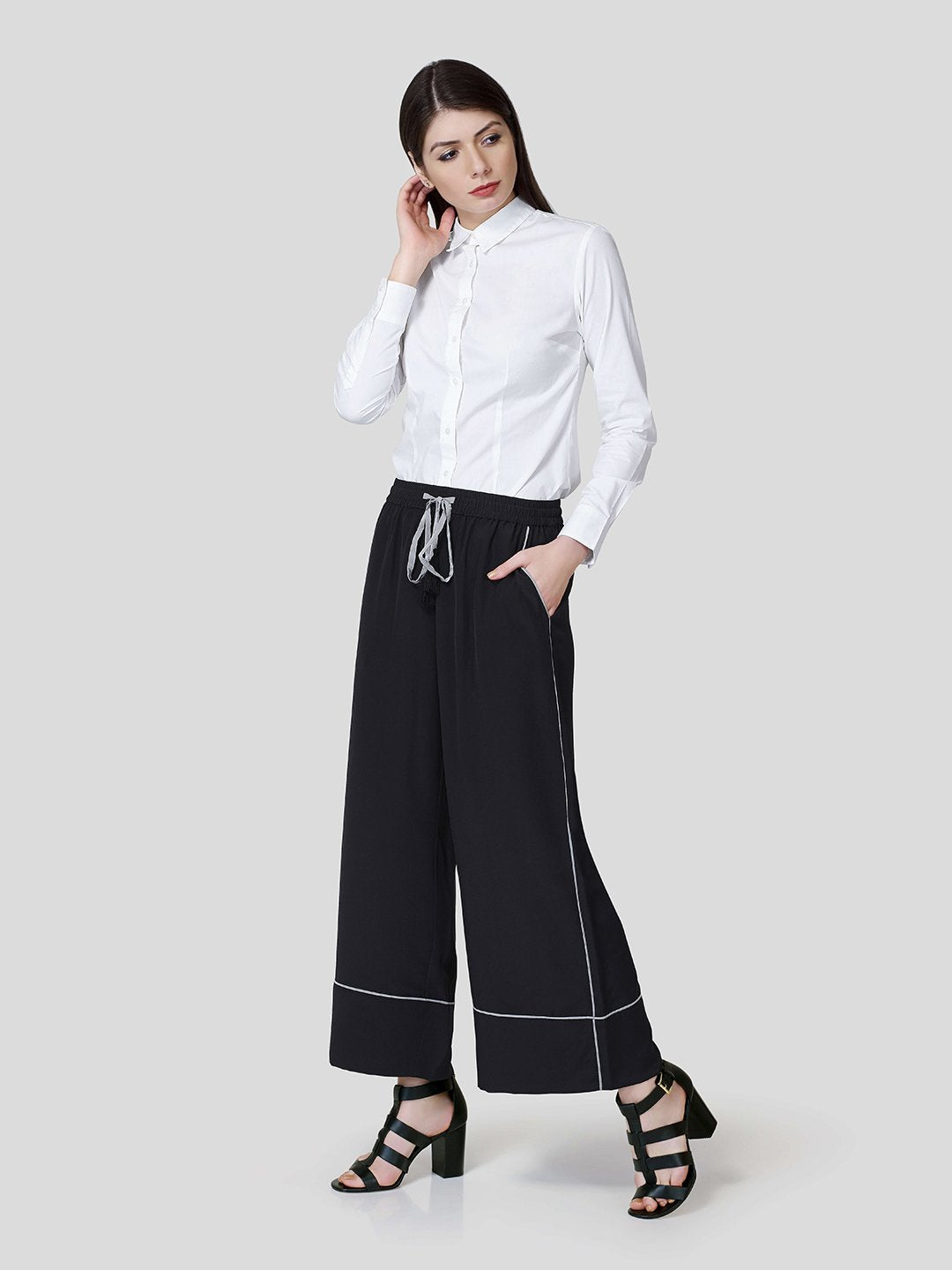 Palazzo With Contrast Piping And Tassel Detail - STOMBIL TRADE 