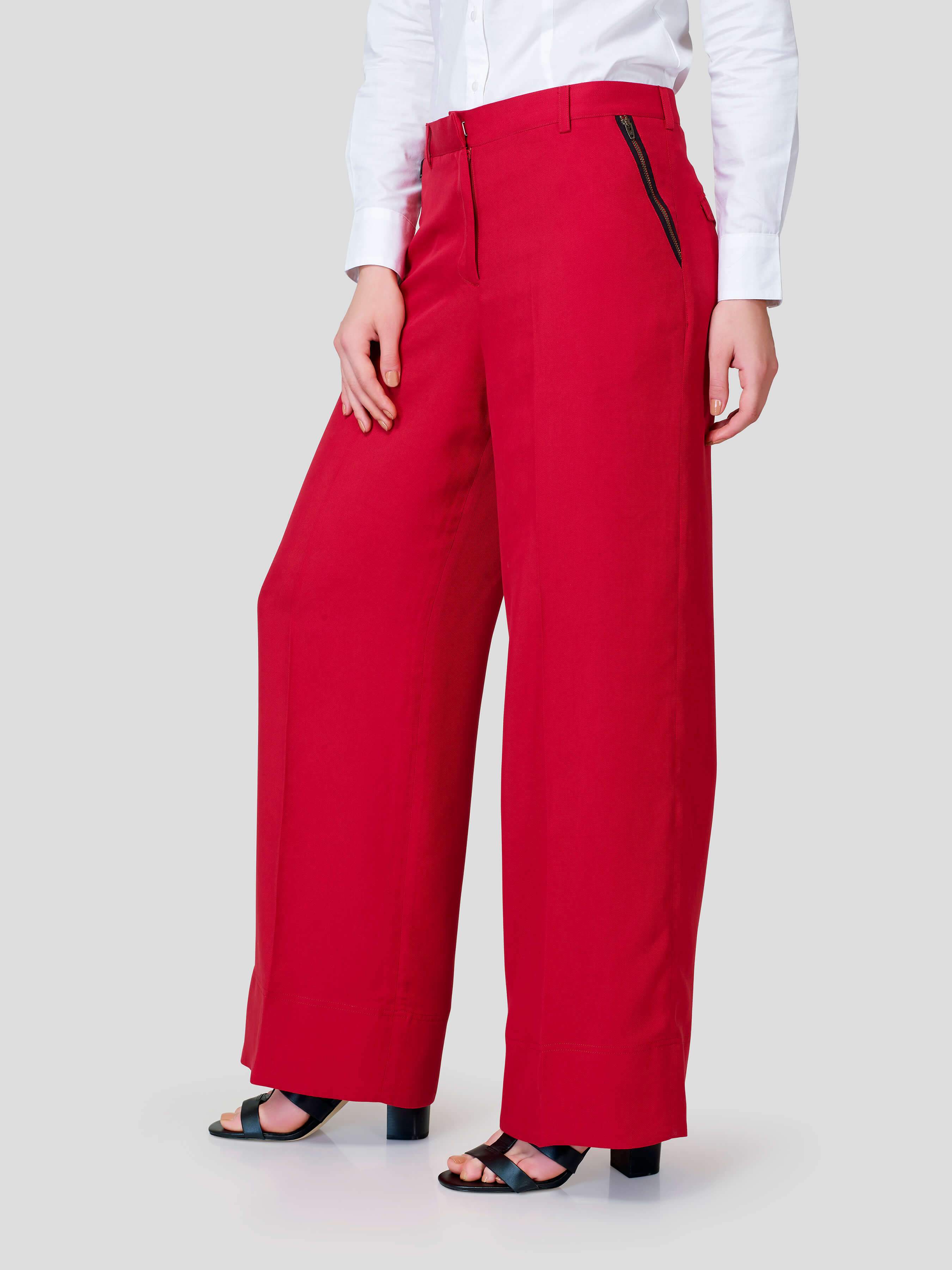 Flared Pant With Metallic Zip Pocket Detail - STOMBIL TRADE 
