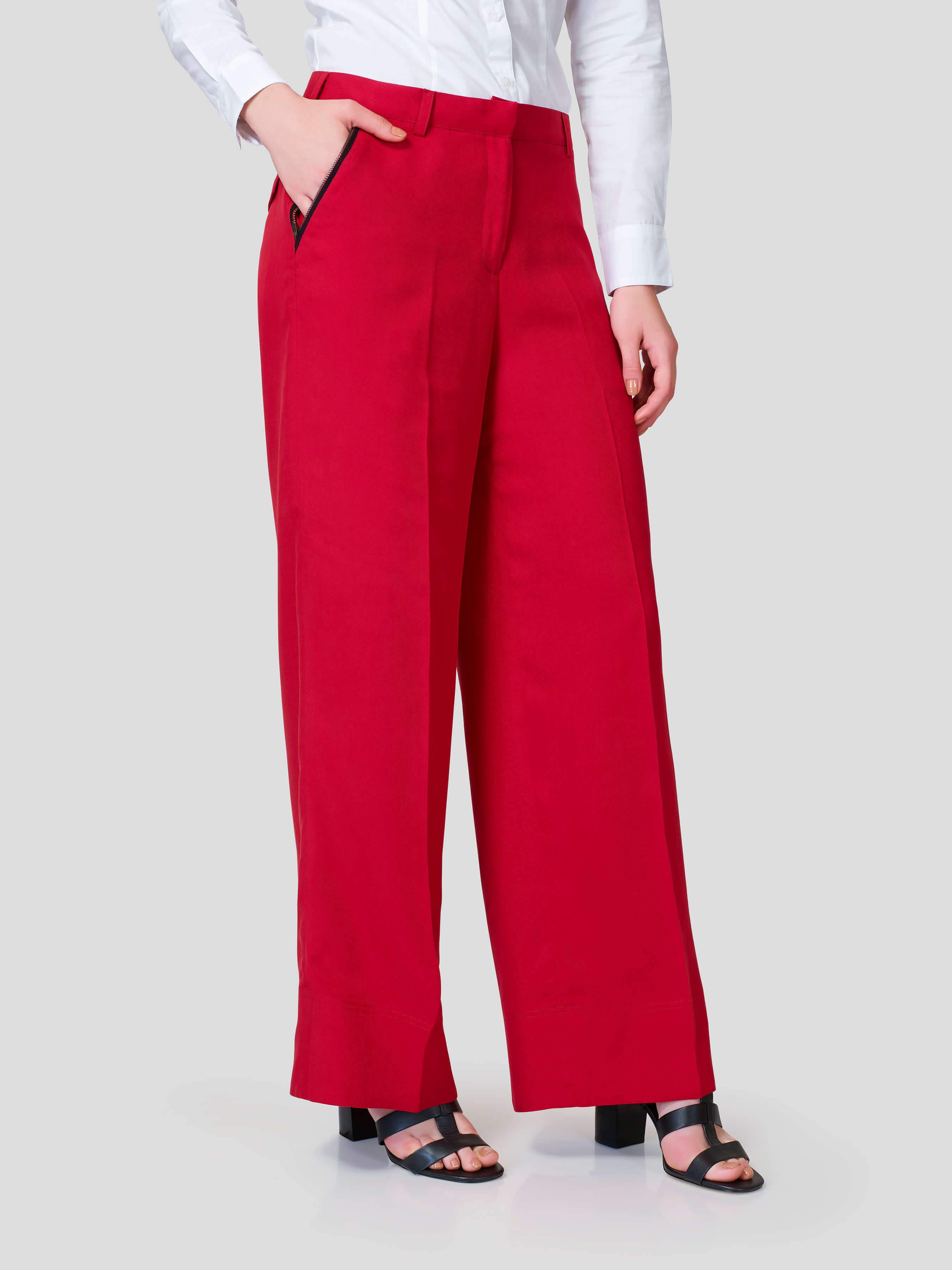 Flared Pant With Metallic Zip Pocket Detail - STOMBIL TRADE 