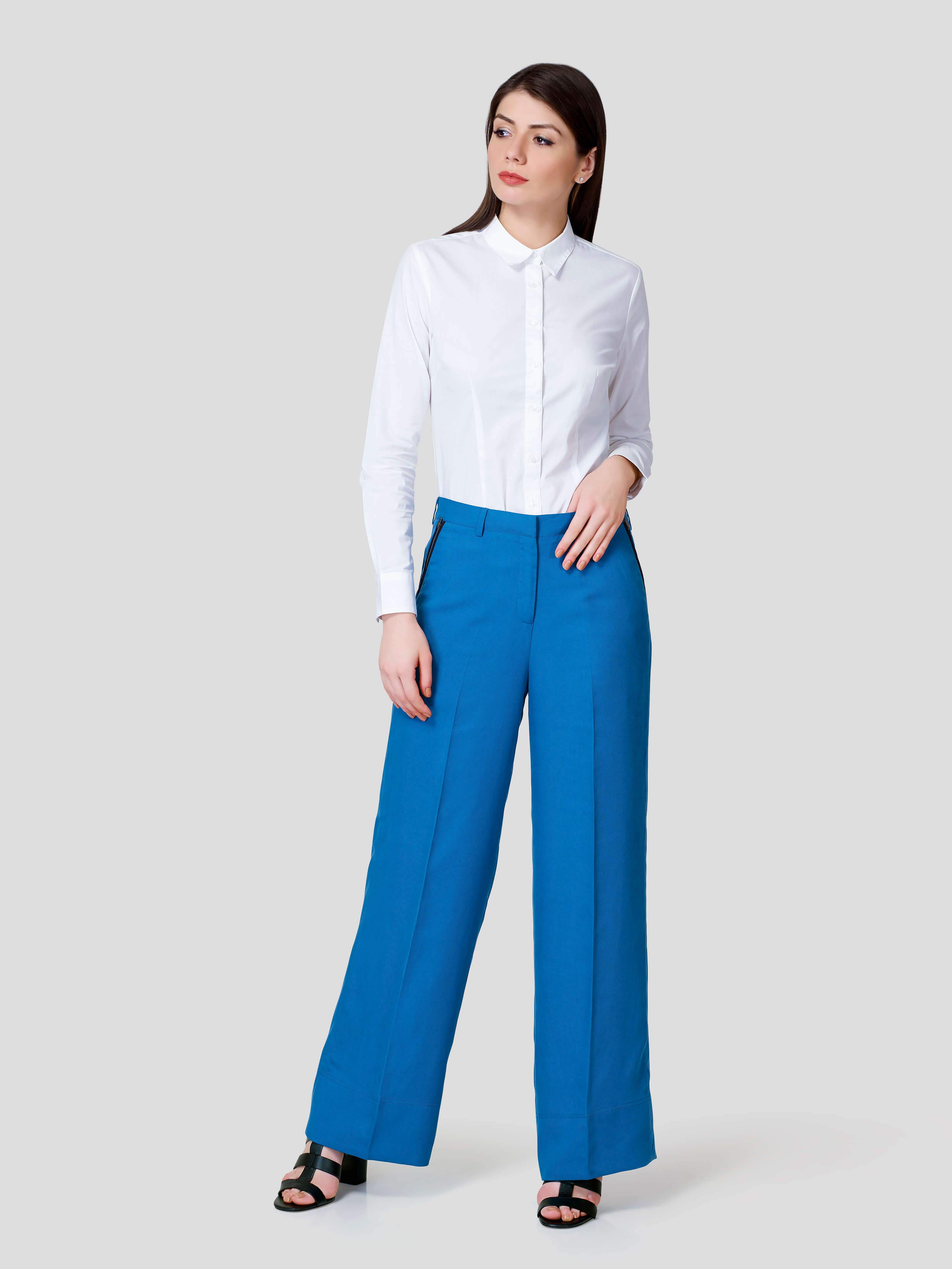 Flared Pant With Metallic Zip Pocket Detail - STOMBIL TRADE 
