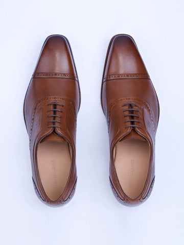 Oxford Lace Up Shoes With Broguing (Burgundy) - STOMBIL TRADE 