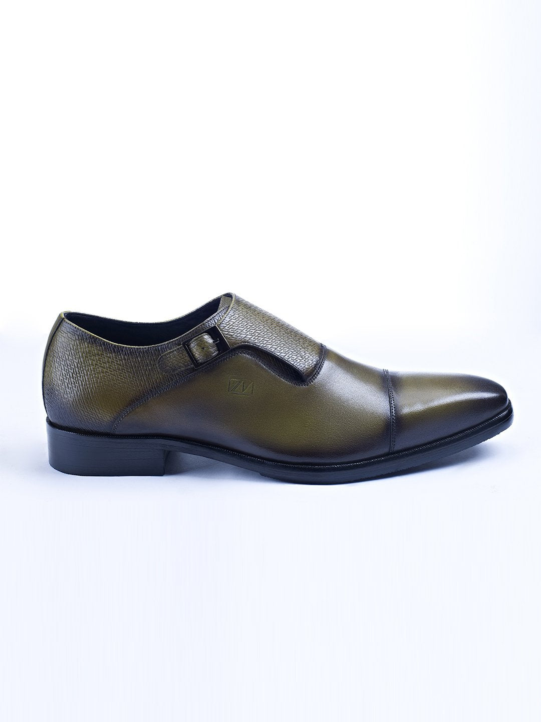 Single Buckle Monk Shoes With Zm Embossed Detail (Olive) - STOMBIL TRADE 
