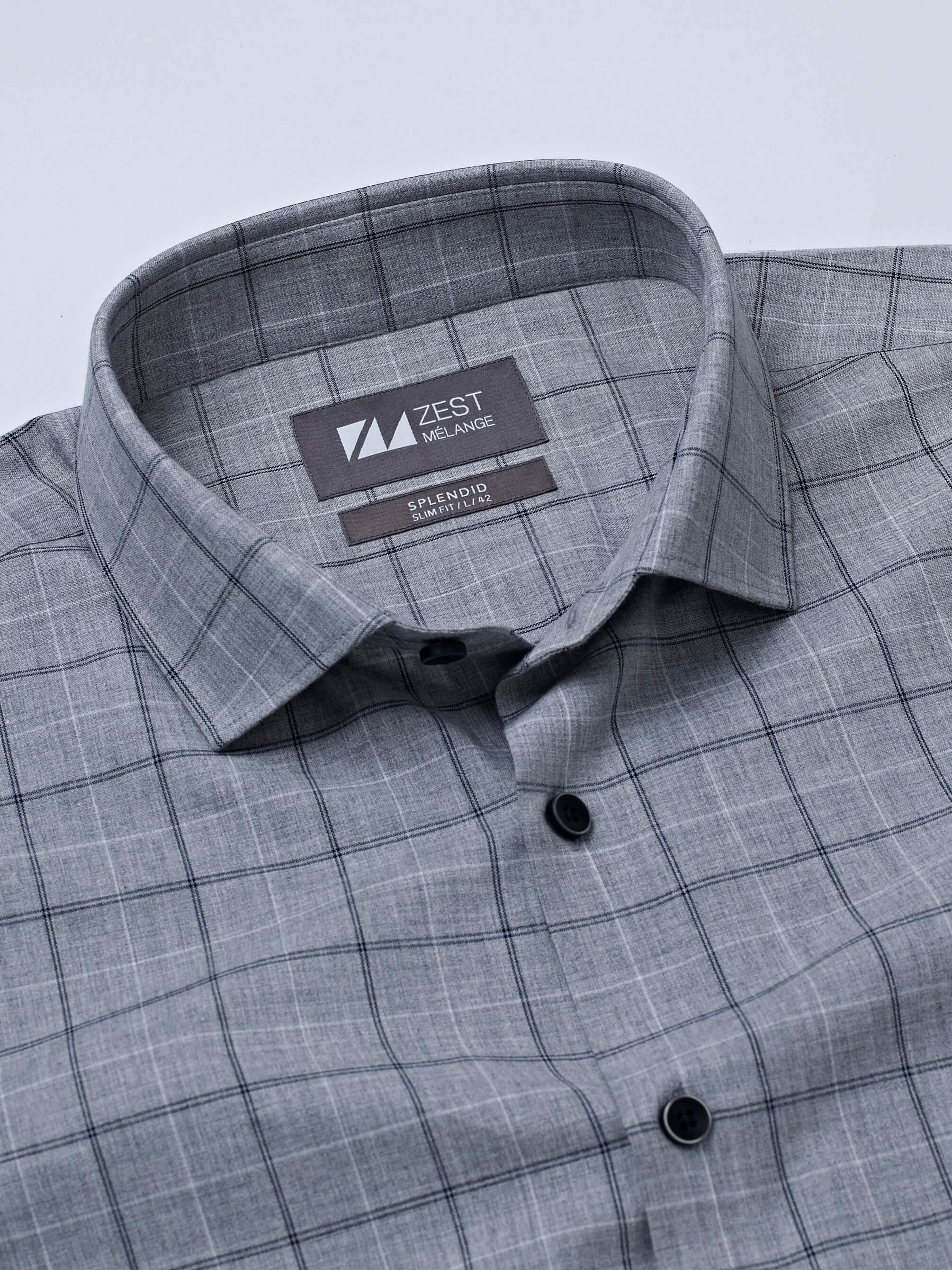 Grey Checks Shirt - STOMBIL TRADE