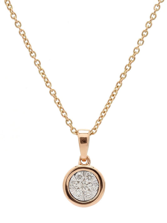 Real Diamond Illusion Cluster Solitaire Look Pendant With Chain - STOMBIL TRADE INDIA PRIVATE LIMITED 