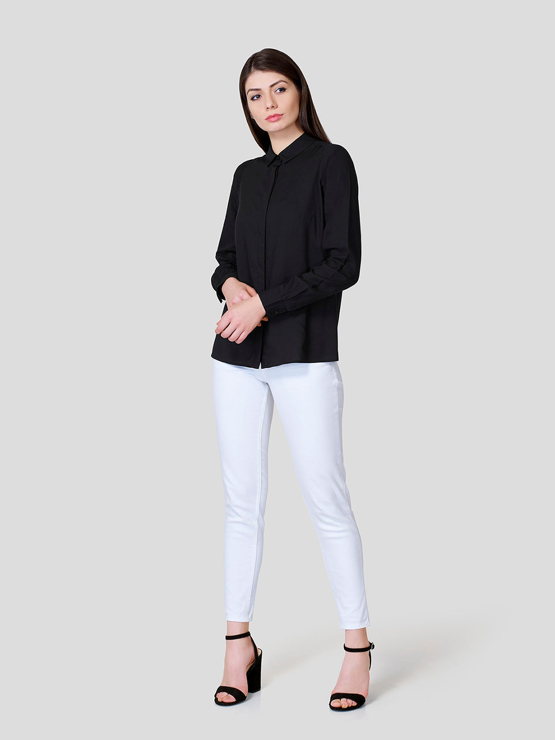 Formal Shirt With Yoke Detail (Black) - STOMBIL TRADE 