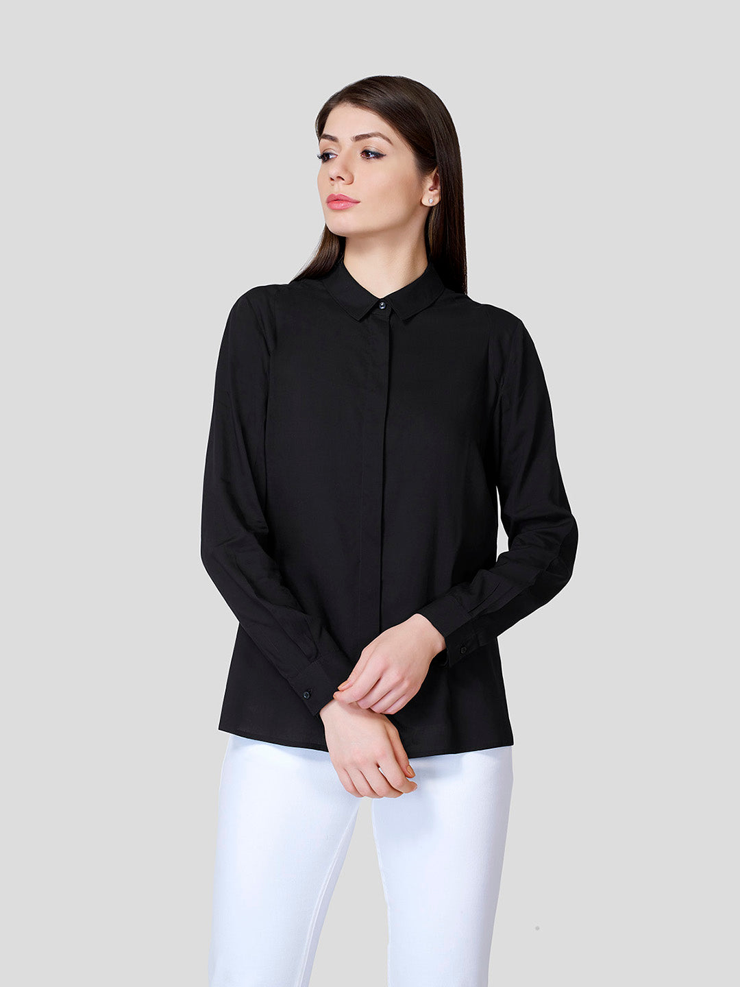 Formal Shirt With Yoke Detail (Black) - STOMBIL TRADE 