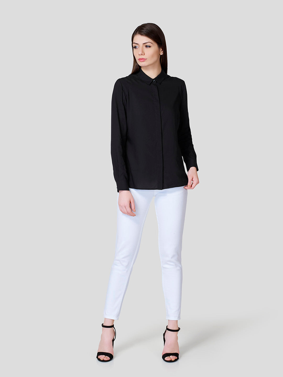 Formal Shirt With Yoke Detail (Black) - STOMBIL TRADE 
