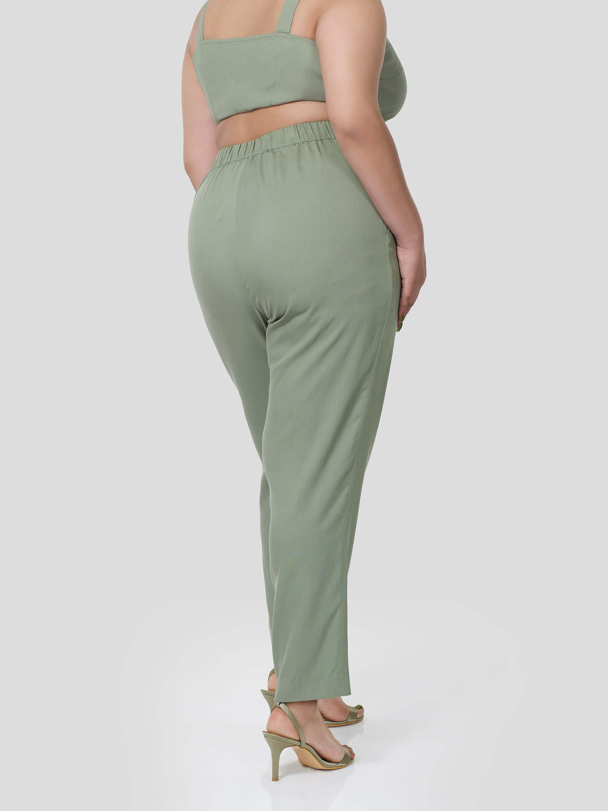 Green Crop Top with Narrow Pants - STOMBIL TRADE 