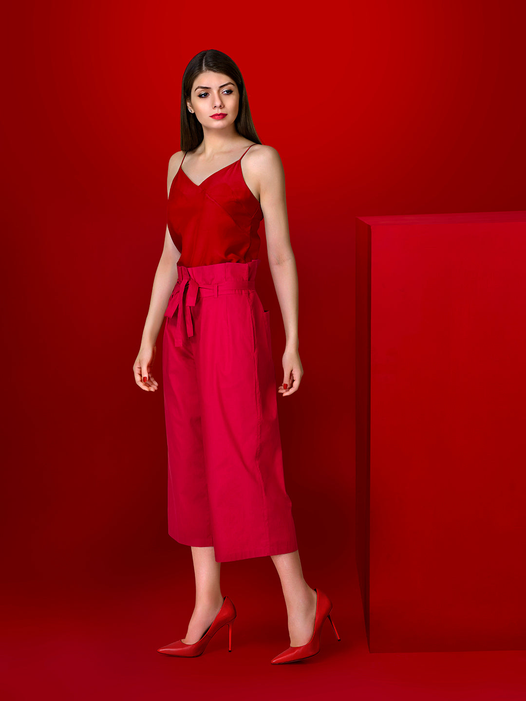 Serene Sporty Paper Bag Waist Culottes - STOMBIL TRADE 