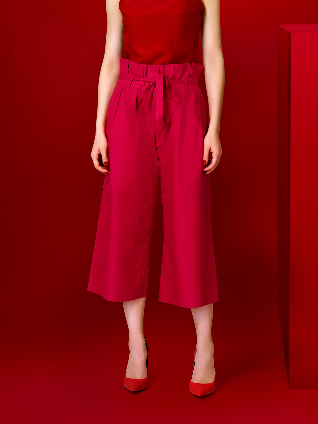 Serene Sporty Paper Bag Waist Culottes - STOMBIL TRADE 